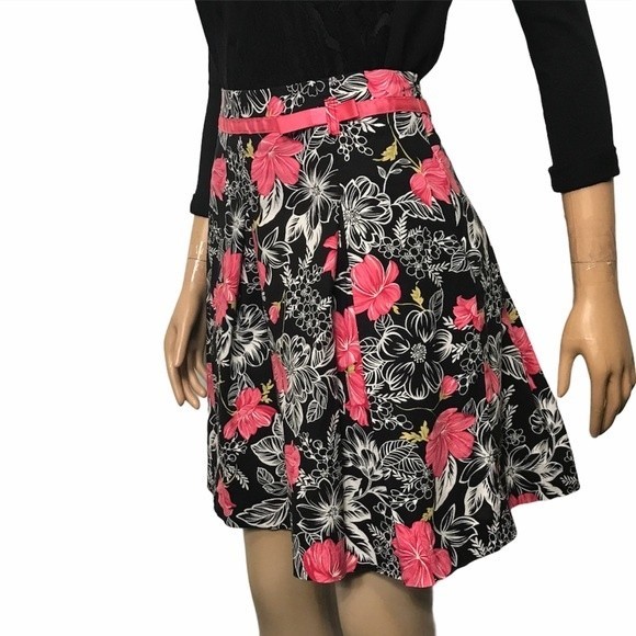 Envision Avenue Skirts Floral High Waist Pleated multi color Bow Ribbon size 16 - Picture 8 of 11